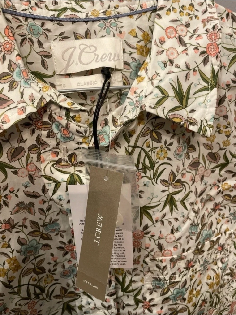 J. Crew Floral Button-Up Blouse in Cream with Multicolor Floral Print